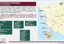 Presidenta informa suspensión de actividades no esenciales en Jalisco, Colima, Michoacán y Nayarit por huracán Simon, categoría 4